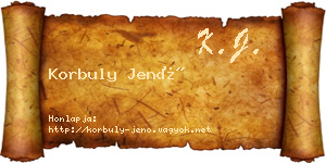 Korbuly Jenő névjegykártya