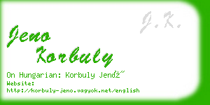 jeno korbuly business card